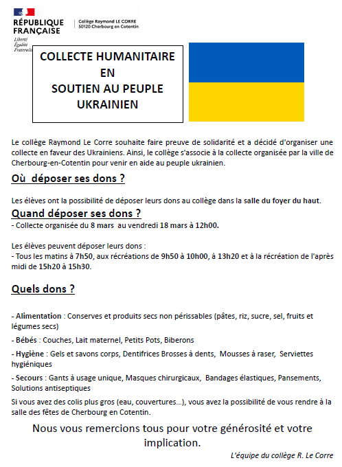 Détails collecte Ukraine